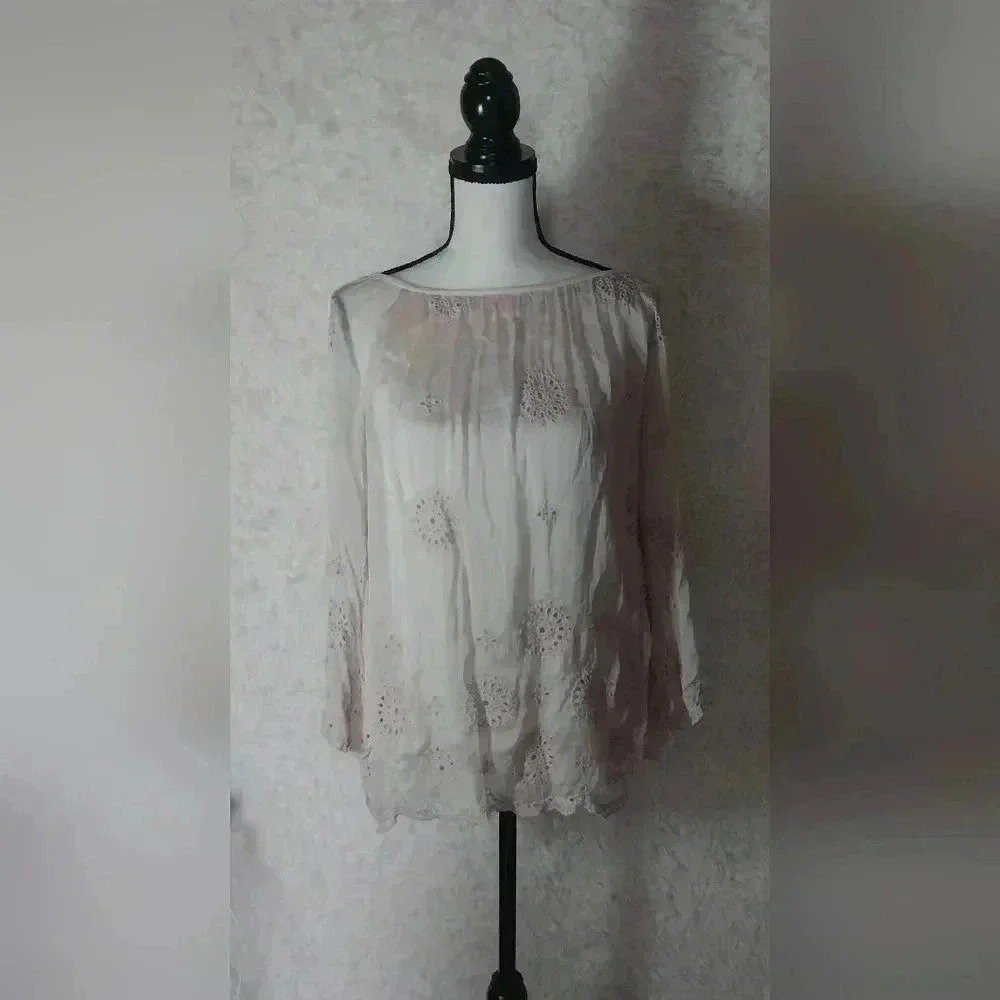 Viola Borghi Silk Blend Floral Blouse Size Small